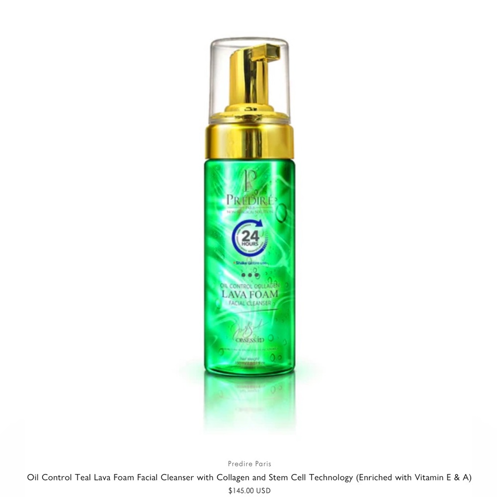PREDIRE PARIS
Oil Control Teal Lava Foam Facial Cleanser with Collagen/Stem Cell